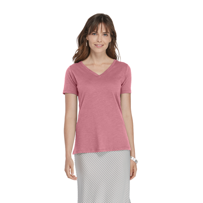 Delta Platinum Ladies Slub Short Sleeve V-Neck Tee For Girls - PETAL
