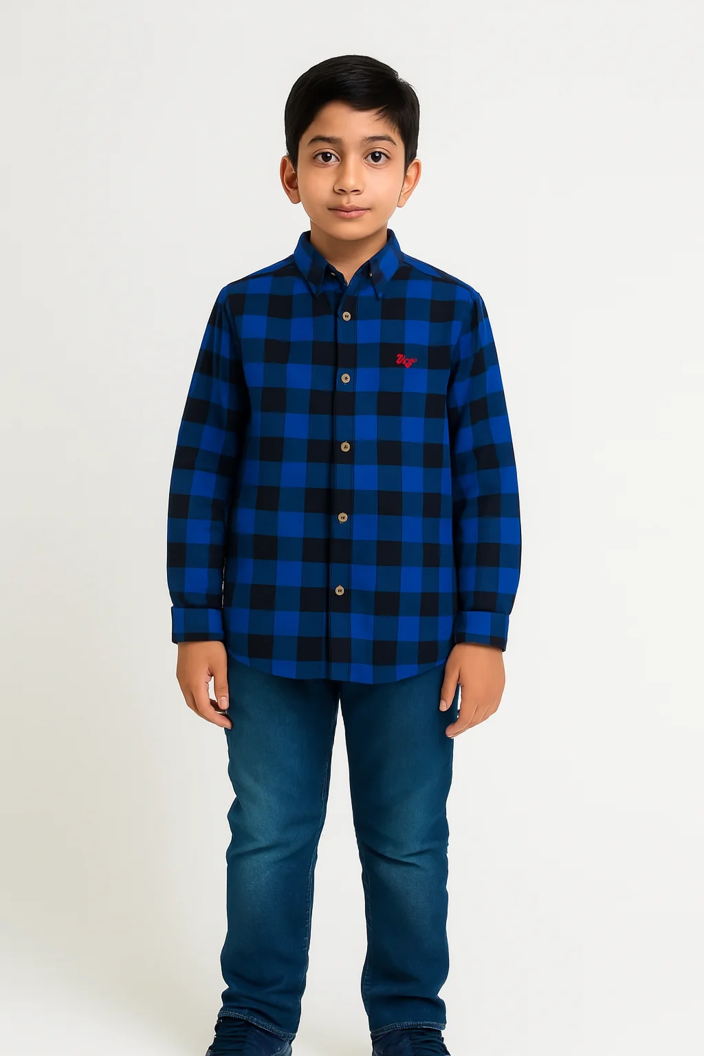 Casual Shirts For Kids - Full Sleeve - Cotton - Black - Blue KBB