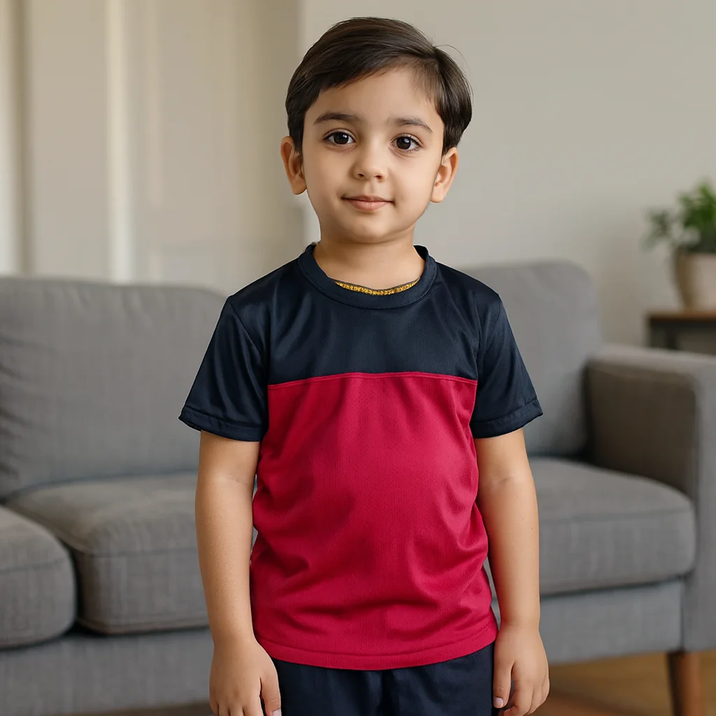Red Black SportsWear Tee Shirts For Kids