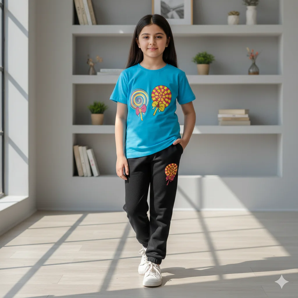 Kids – Blue Loly Pop Trouser Track Suite For Girl