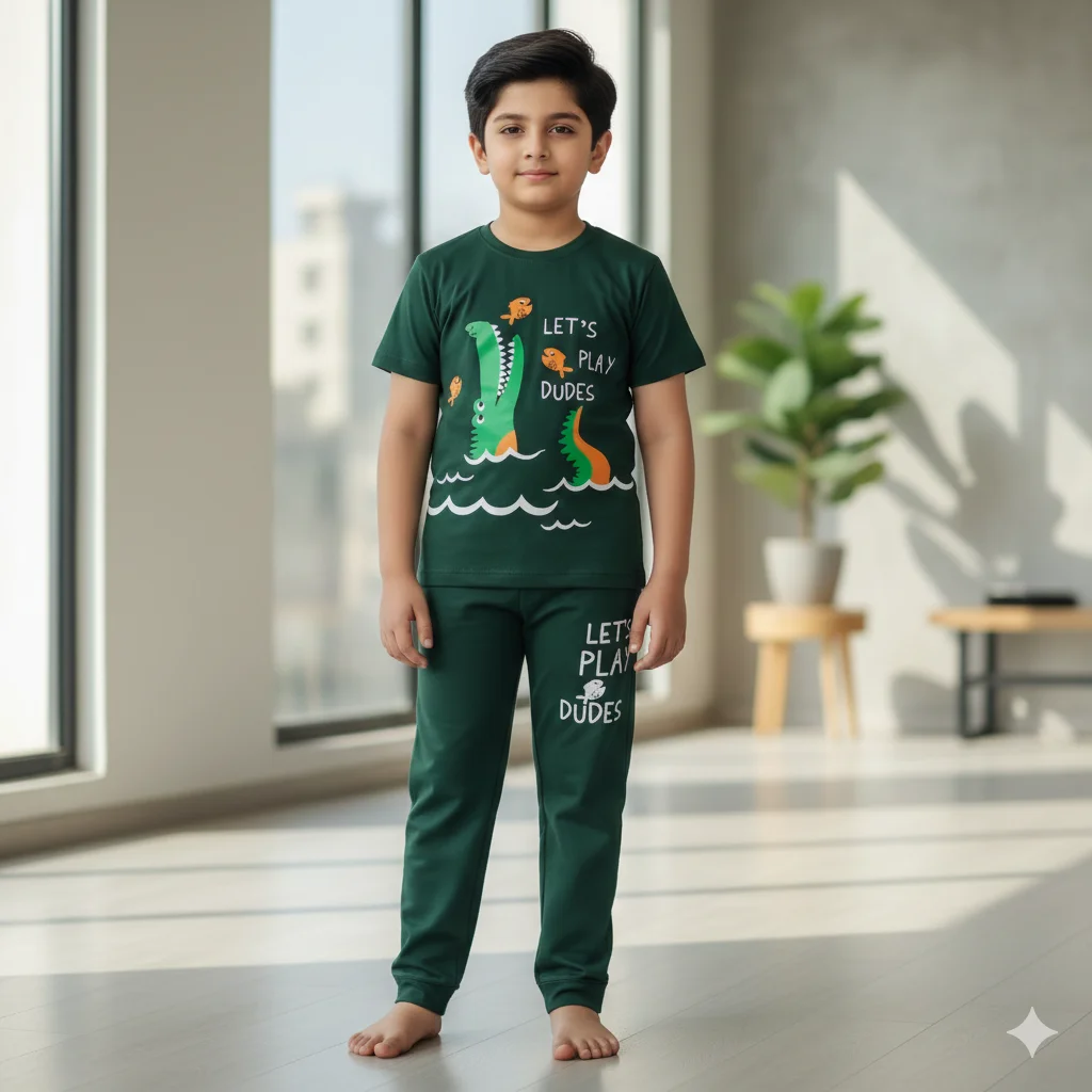 Kids – Green Crocodile Cartoon Tracksuit For Boys