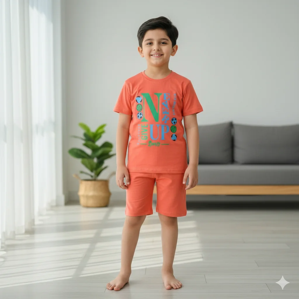 Kids – Dark Orange Shorts Track Suite For Boys - Give Up