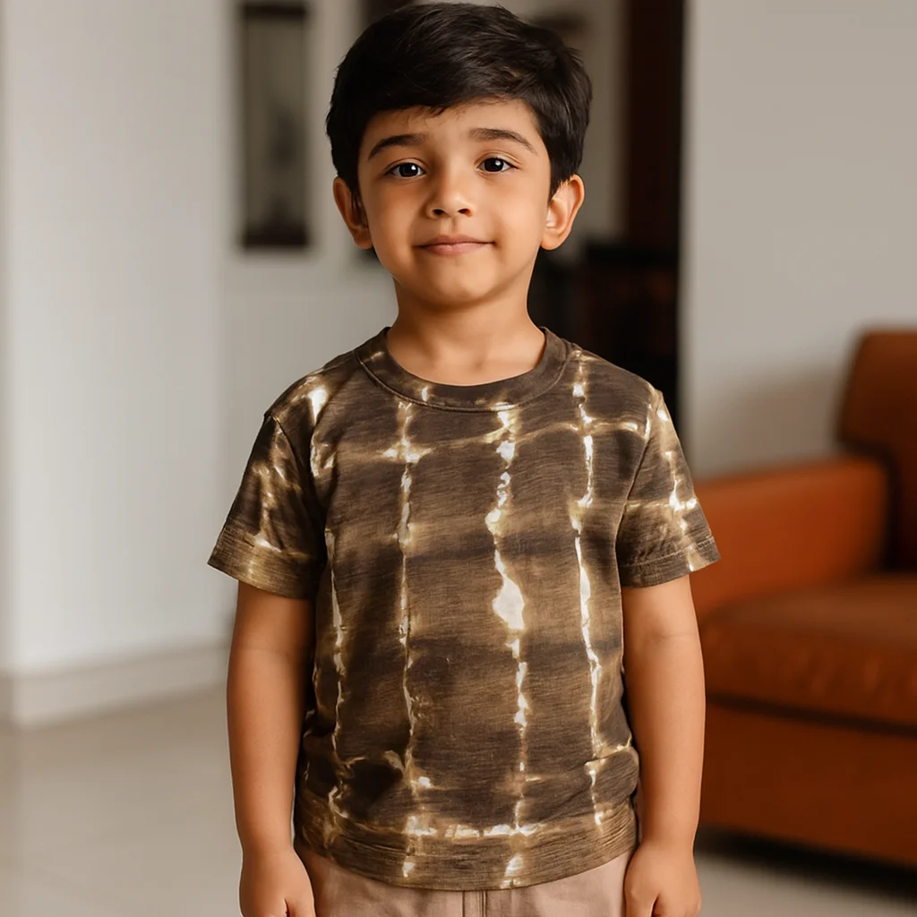 Kids Tie Dye Brown White Tee Shirts - 100% Cotton