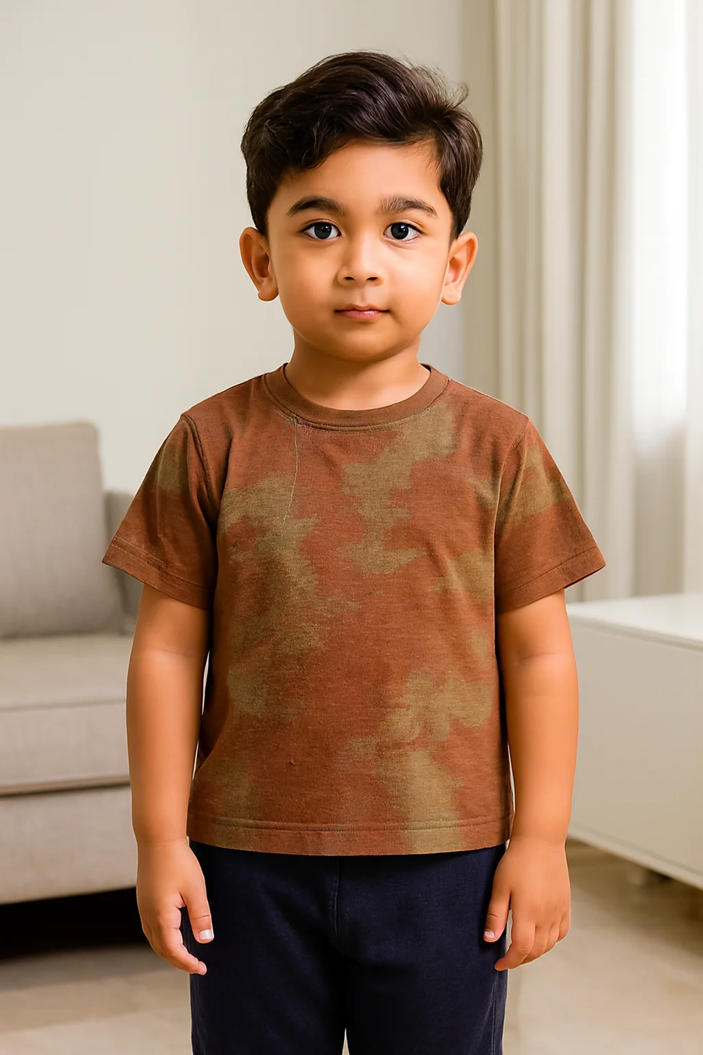 Kids Tie Dye Grey Brown Tee Shirts - 100% Cotton
