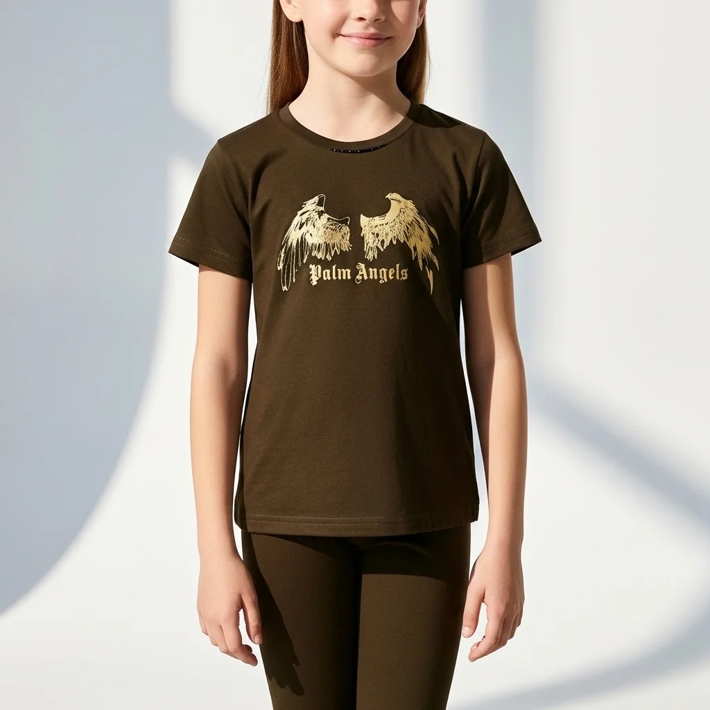 Kids 100% Cotton Jersey Brown Tee Shirt