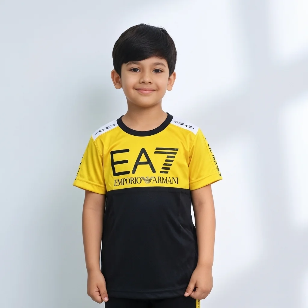 Kids Dry Fit Yellow Black Tee Shirt - Dry Fit