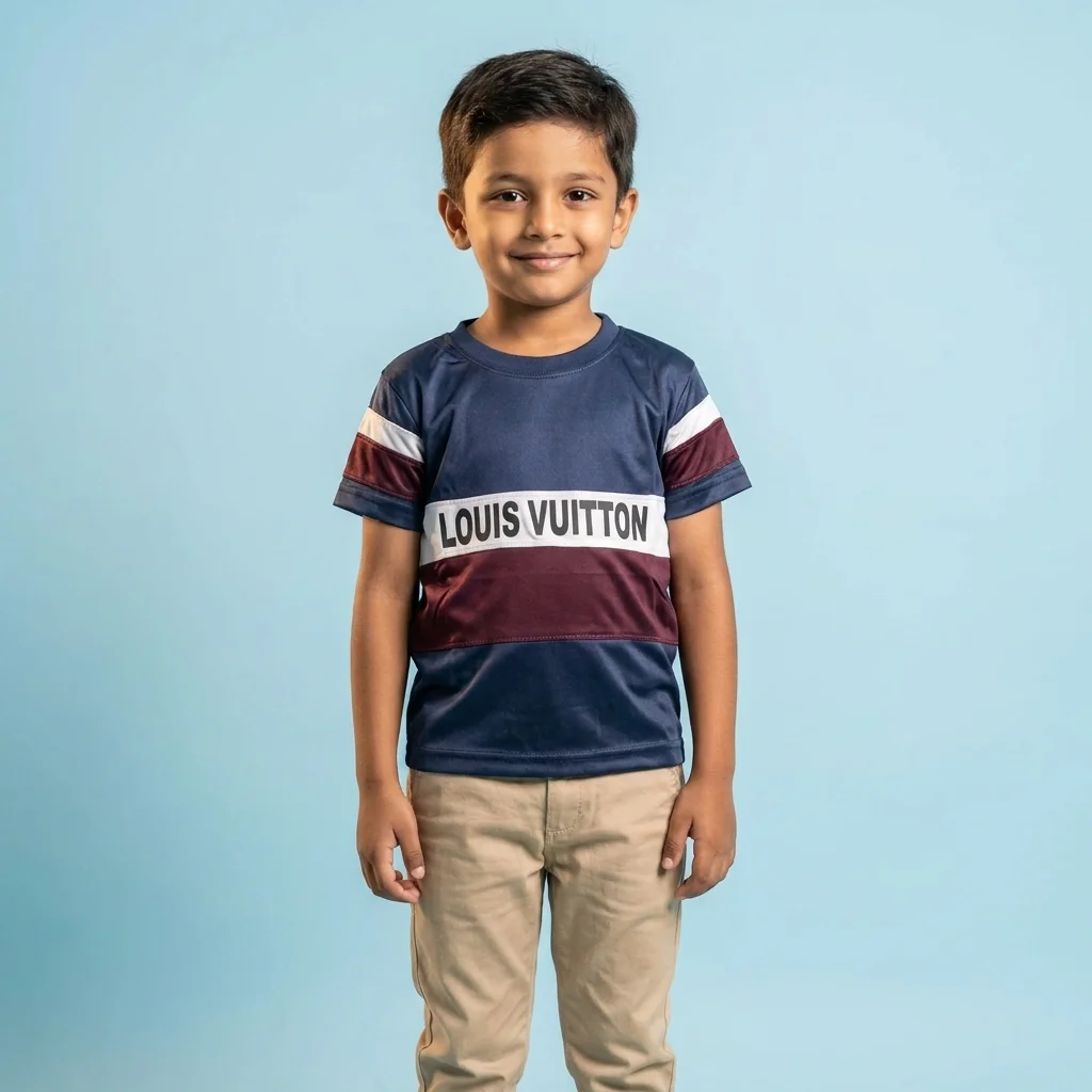 Kids Dry Fit Navy Blue Maroon Tee Shirt - Dry Fit